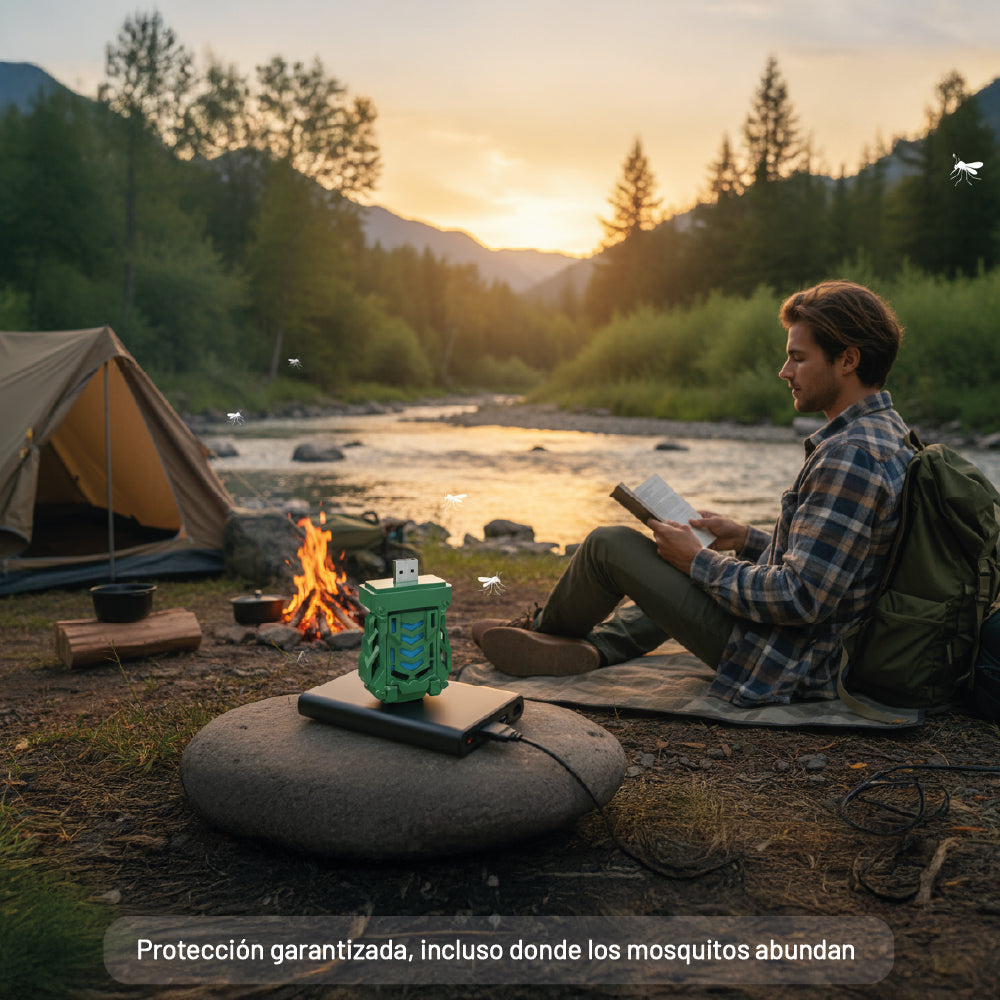 Repelente USB Portátil con 15 Repuestos Anti mosquitos Camping VERDE