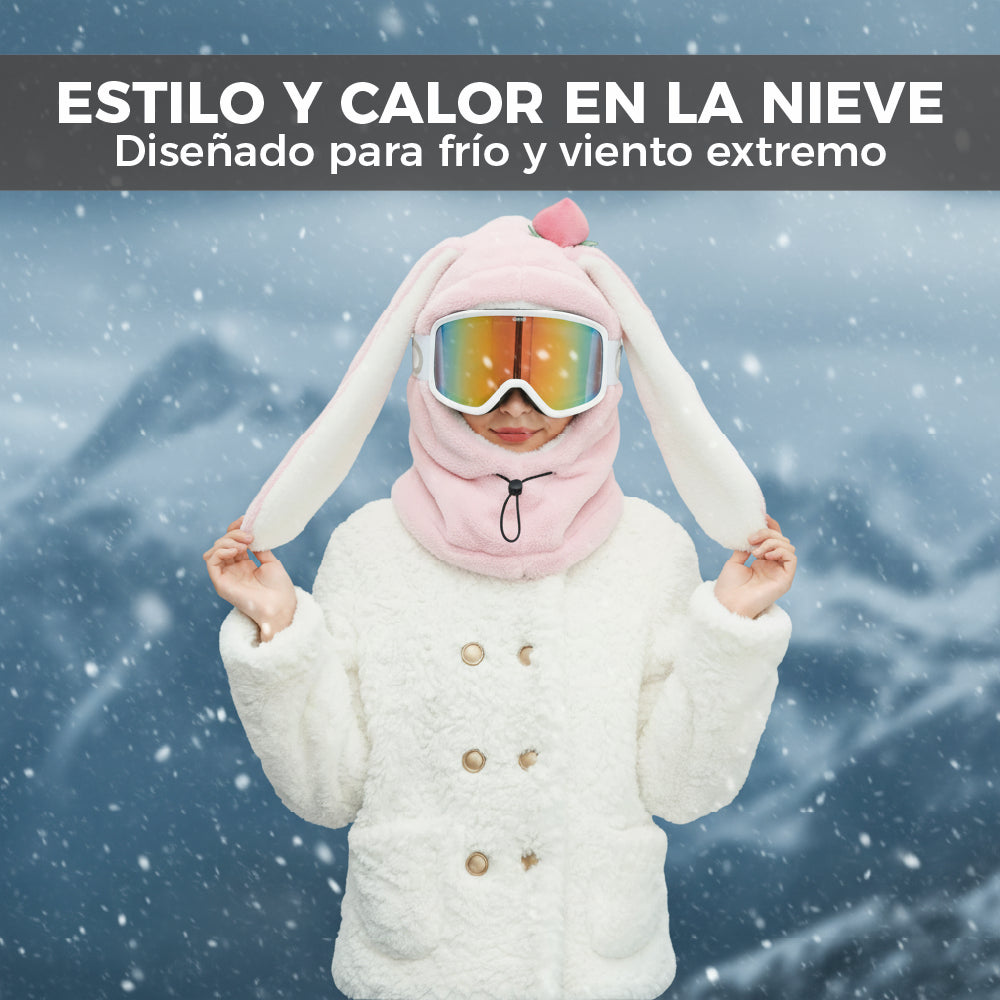 Pasamontañas Conejo Beige Ski Snowboard – Térmico Adulto
