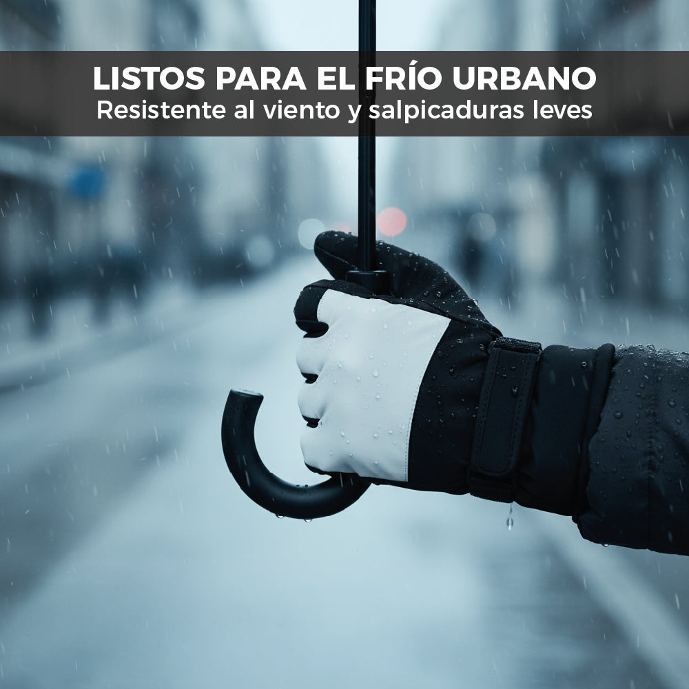 Guantes Térmicos Antiviento Táctiles Hombre  black and white Talla L