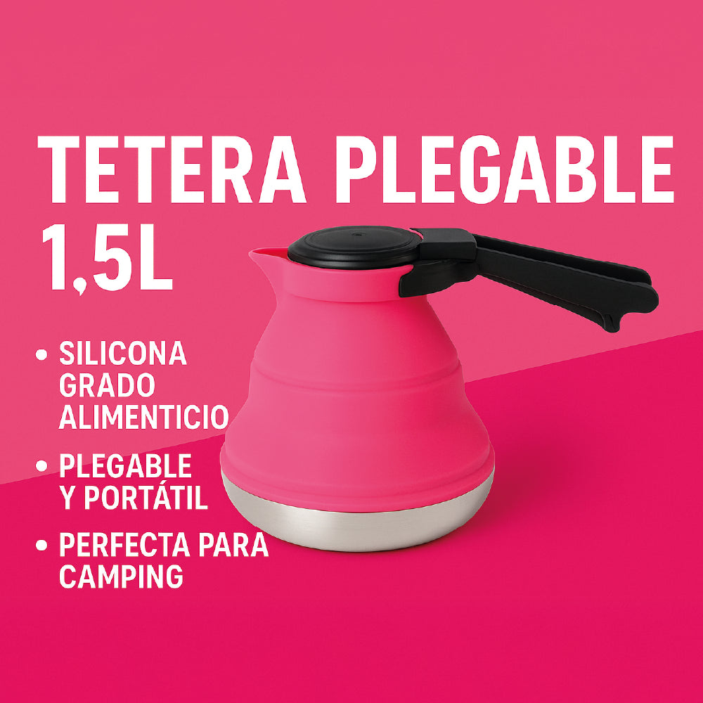 Tetera Plegable de Silicona 1.5L - Portátil para Camping y Viajes
