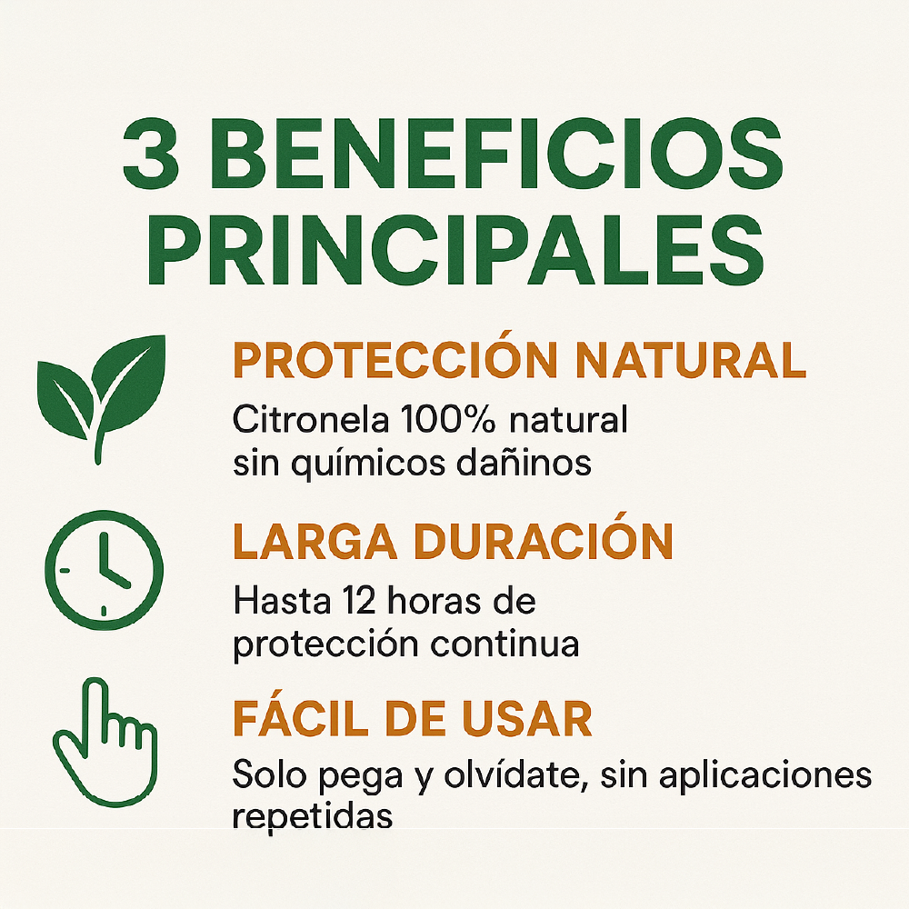 Parches Repelentes Citronela 24U - Protección Natural Bajo EN DEET Contra Mosquitos