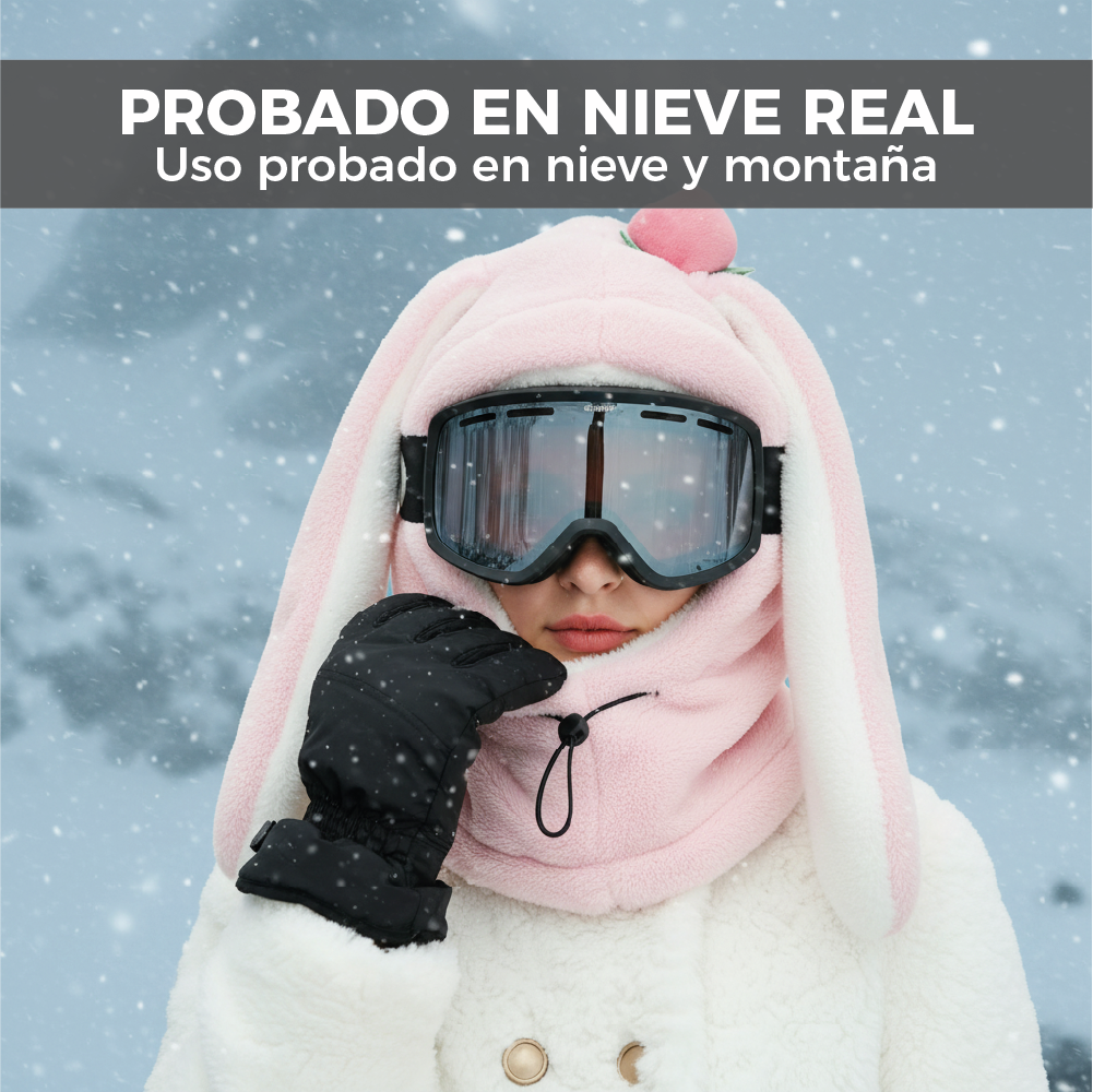 Pasamontañas Conejo Beige Ski Snowboard – Térmico Adulto